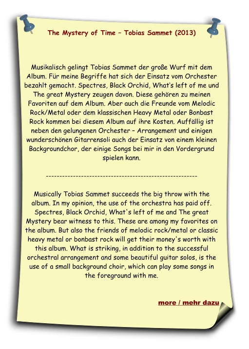 Tobias Sammet - album des Jahres - album of the year - link zu gesamten ausführung