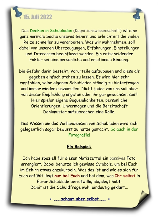 Schubladen im Kopf, Schubladendenken, Psychologie in der Fotografie, wie funktionieren die eigenen Schubladen, Wer ist für Schubladendenken verantwortlich, weiter zu einem Beispielfoto, was etwas in Euch auslösen kann