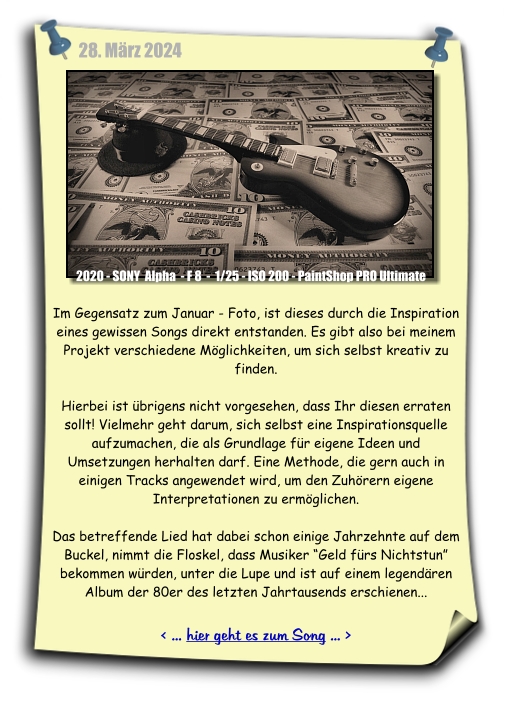 inspired by music - songs and photography - songs und musik - inspiriert durch musik - money for nothing