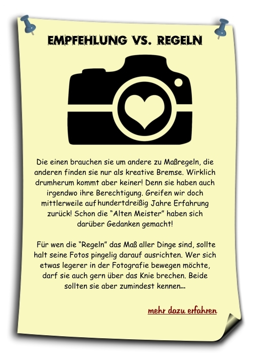 fotografie, empfehlungen vs. regeln